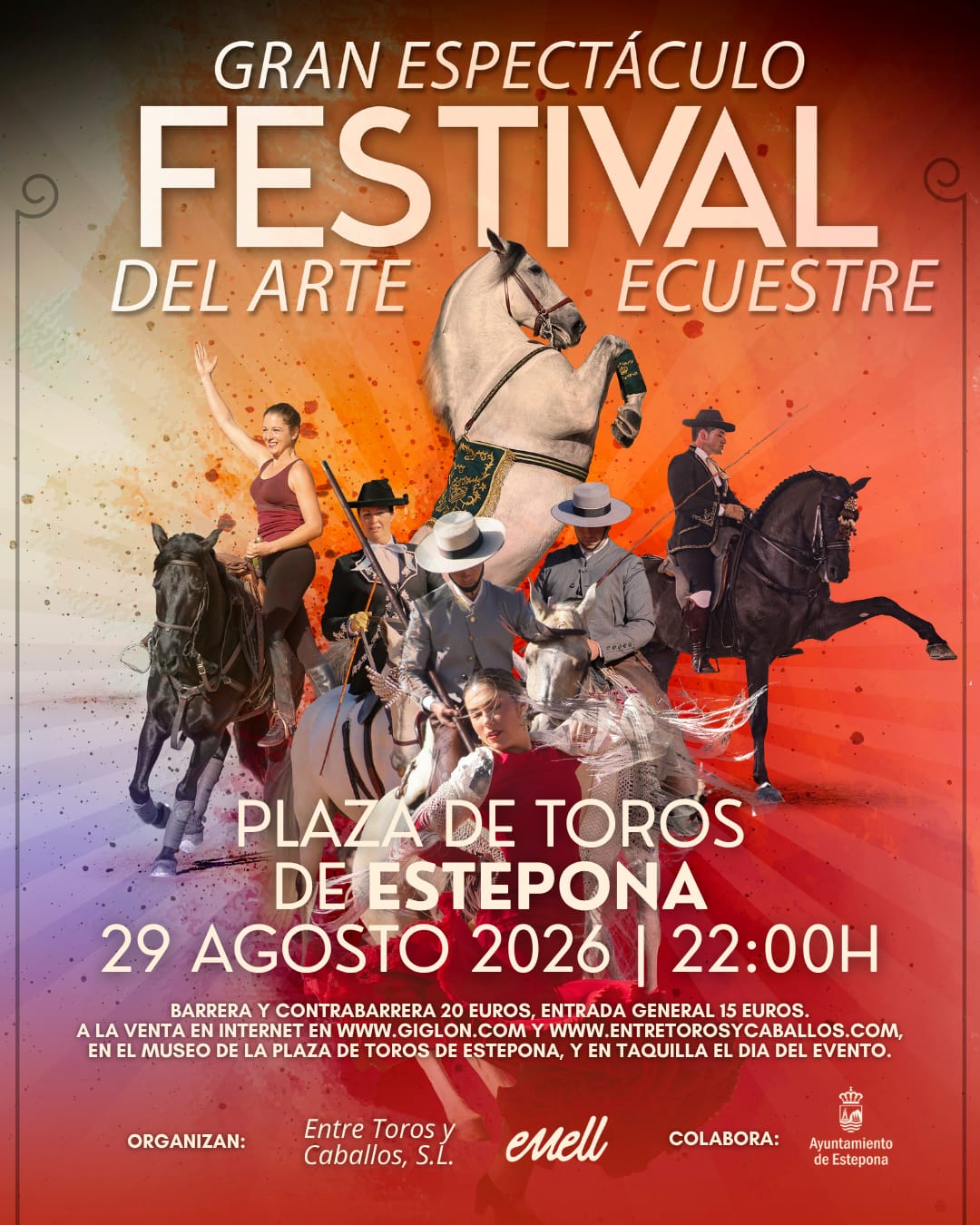 Festival del Arte Ecuestre en la Plaza de Toros de Estepona el 29 de agosto de 2026
